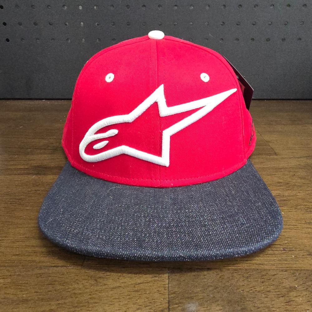 Alpinestars Smart Hat Mens OS Red Blue Snapback Embroidered Logo READ